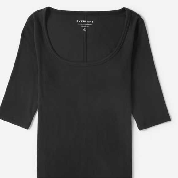 Everlane The Pima Microrib Scoopneck Tee Sz XXS - Picture 4 of 10
